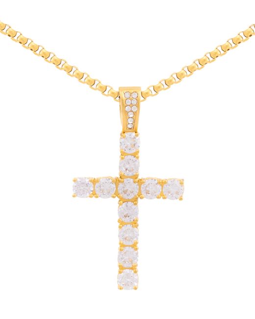 Legacy For Men By Simone I. Legacy for by Simone I. Smith Cubic Zirconia Cross 24 Pendant Necklace Gold Ion-Plated Stainless Steel