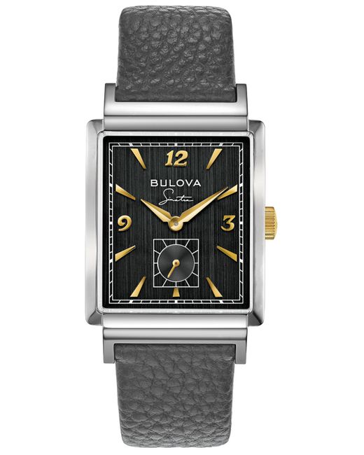 Bulova Frank Sinatra My Way Gray Leather Strap Watch 29.5 x 47mm