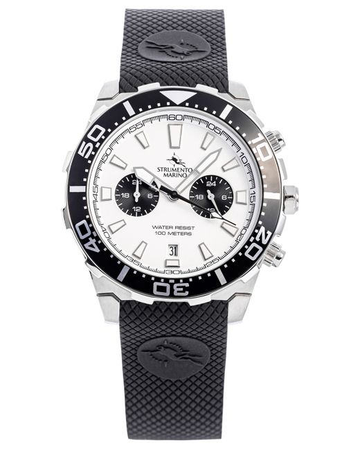 Strumento Marino Skipper Dual Time Zone Black Silicone Strap Watch 44mm Created for