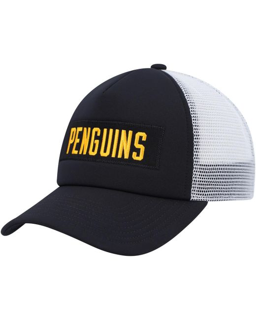 Adidas White Pittsburgh Penguins Team Plate Trucker Snapback Hat