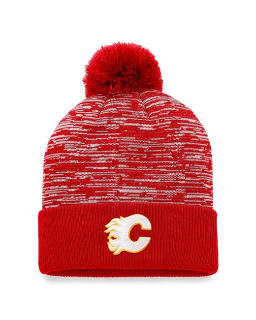 Fanatics Calgary Flames Defender Cuffed Knit Hat with Pom