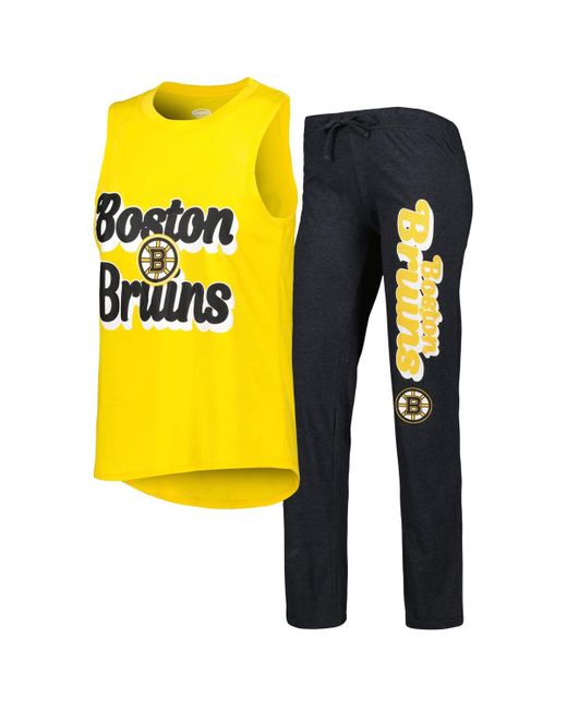 Concepts Sport Heather Black Boston Bruins Meter Muscle Tank Top and Pants Sleep Set