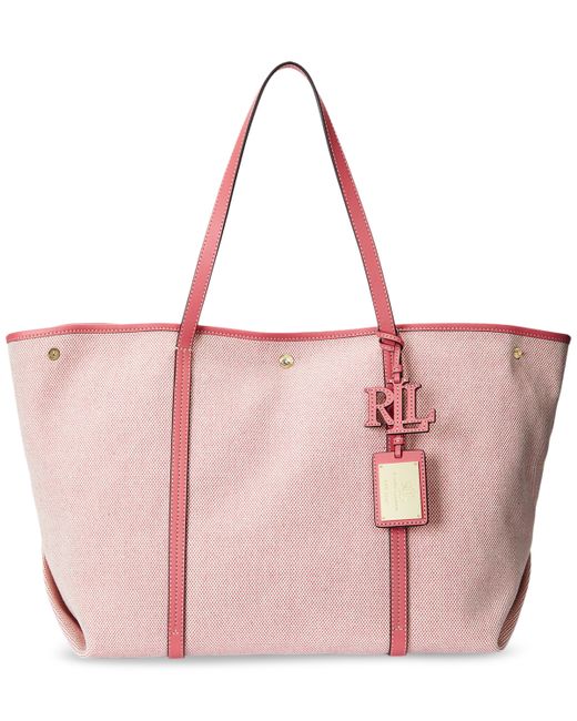 Lauren Ralph Lauren Canvas and Leather Large Emerie Tote berry