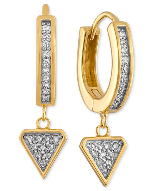 Esquire Men's Jewelry Diamond Triangle Dangle Huggie Hoop Earrings 1/3 ct. t.w. 14k Gold-Plated Sterling Created for Gold Over S