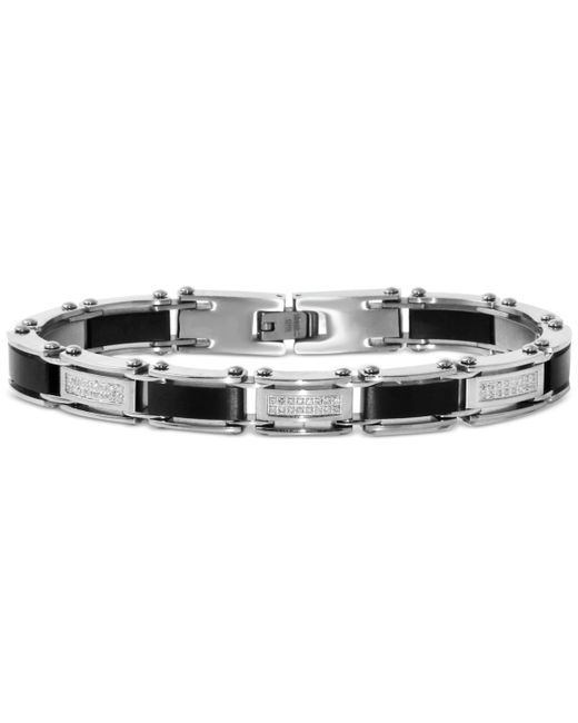 Macy's Diamond Link Bracelet 1/4 ct. t.w. Stainless Black Ion-Plate