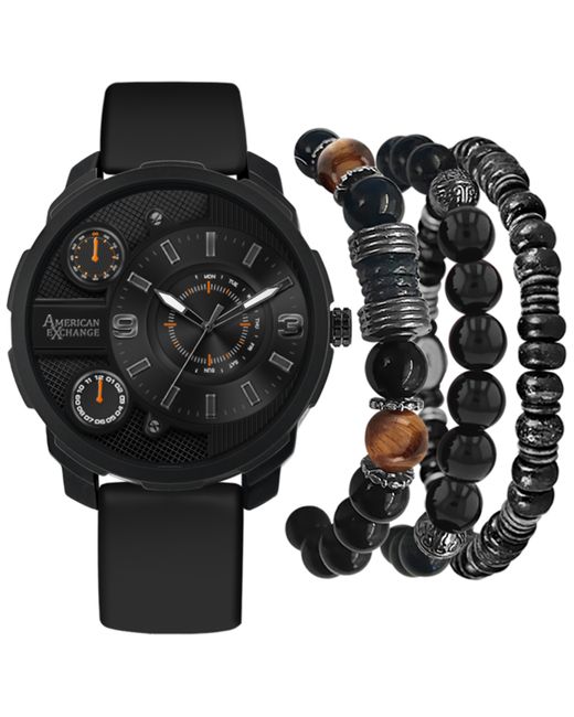 American Exchange Rubber Strap Watch 46mm Gift Set