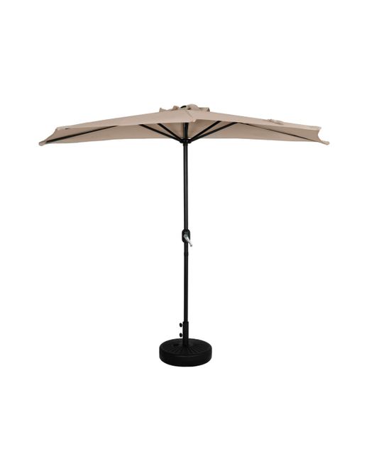 Westintrends 9 Ft Outdoor Half Market Umbrella with Black Round Weight Base Set
