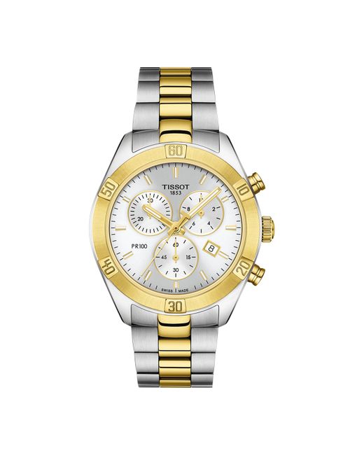 Tissot Swiss Chronograph T-Classic Pr 100 Two-Tone Pvd Stainless Steel Bracelet Watch 38mm