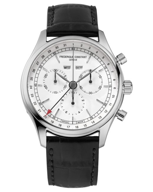Frederique Constant Swiss Chronograph Leather Strap Watch 40mm