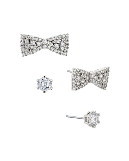 Ava Nadri Tone Cubic Zirconia Bow Earrings and Stud Set of Two Pair