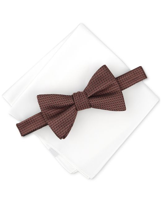 Alfani Mini-Vine Bow Tie Solid Pocket Square Set Created for