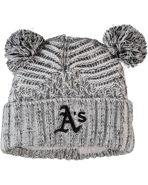 New Era Oakland Athletics Dual Cuffed Knit Hat with Poms