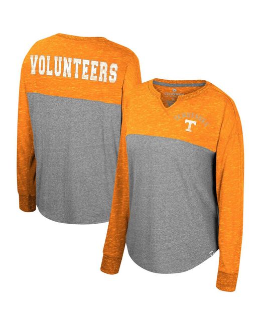 Colosseum Tennessee Orange Distressed Volunteers Jelly of the Month Oversized Tri-Blend Long Sleeve T-shirt Heather