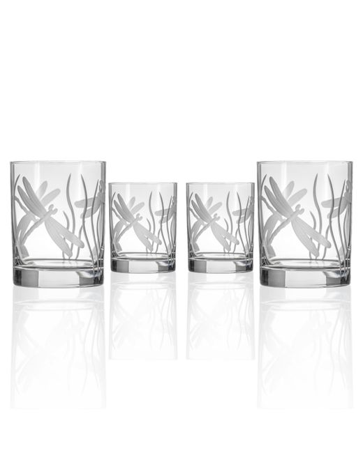 Rolf Glass Dragonfly Double Old Fashioned 14Oz Set Of 4 Glasses