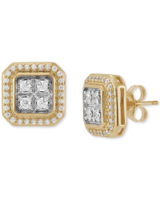 Grown With Love Lab Grown Diamond Halo Square Cluster Stud Earrings 1/2 ct. t.w. 10k Gold