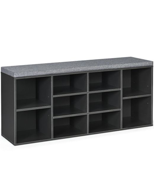 Slickblue 10-Cube Organizer Shoe Storage Bench with Cushion for Entryway
