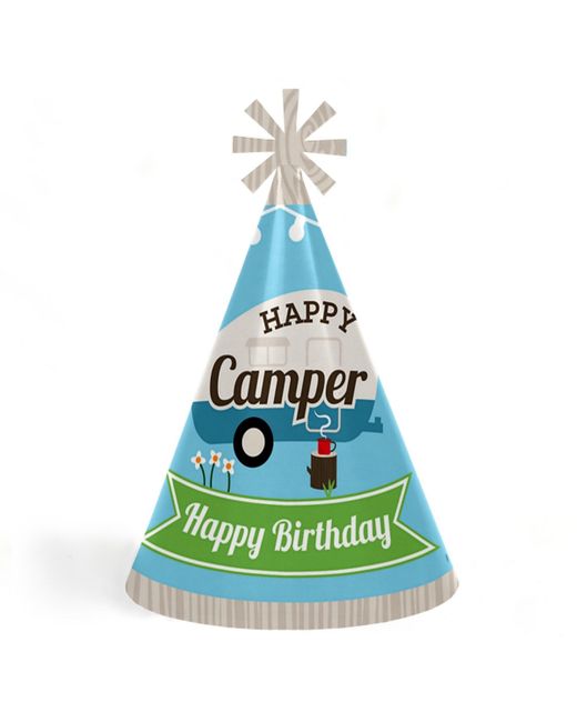 Big Dot Of Happiness Happy Camper Cone Camping Birthday Party Hats Set of 8 Standard