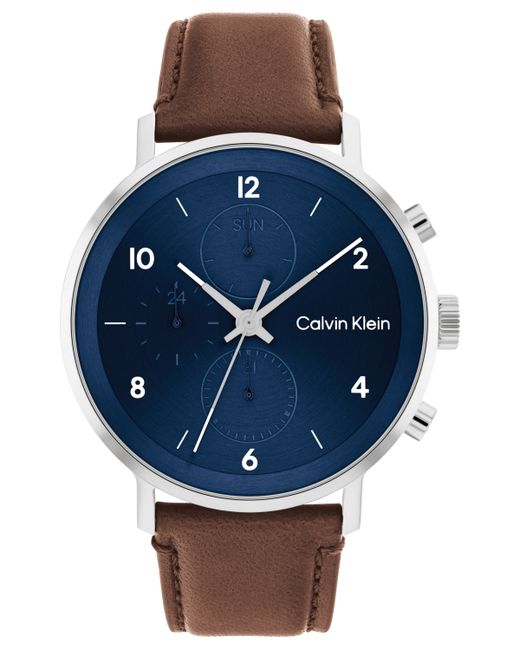 Calvin Klein Leather Strap Watch 44mm