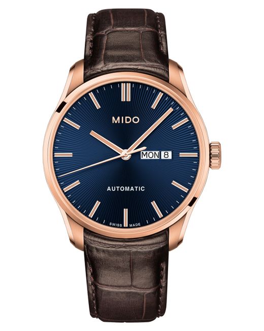 Mido Swiss Automatic Belluna Ii Leather Strap Watch 42.5mm