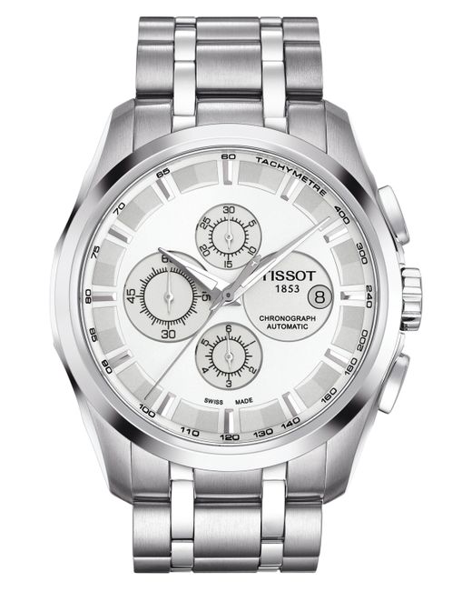 Tissot Watch Swiss Automatic Chronograph Couturier Stainless Steel Bracelet 43mm