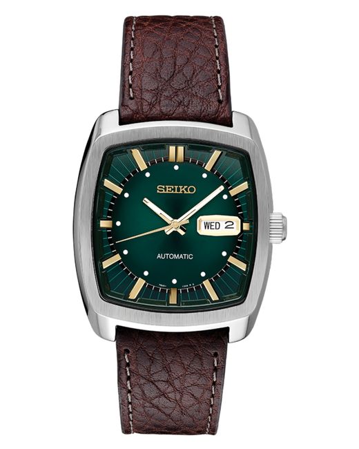 Seiko Automatic Recraft Leather Strap Watch 40mm