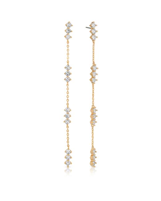Ettika Linear Crystal 18k Plated Drop Earrings