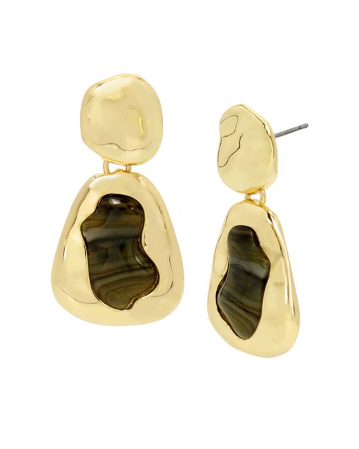 Robert Lee Morris Soho Faux Stone Sculpted Double Drop Earrings Gold