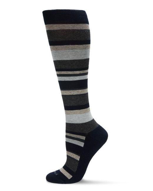 Memoi Multi Striped Cotton Compression Socks