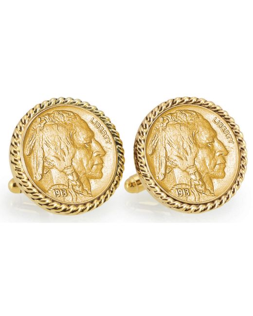 American Coin Treasures Layered 1913 First-Year-Of-Issue Buffalo Nickel Rope Bezel Coin Cuff Links