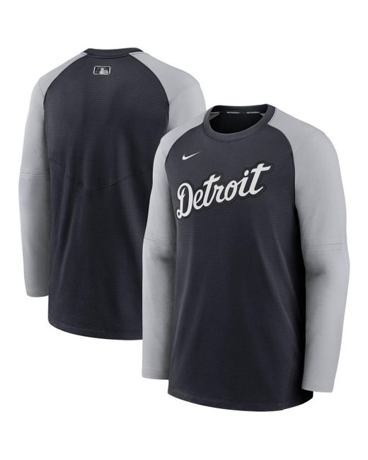 Nike and Gray Detroit Tigers Authentic Collection Pregame Performance Raglan Pullover Sweatshirt