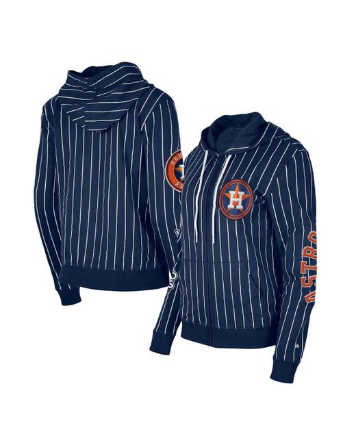 New Era Houston Astros Pinstripe Tri-Blend Full-Zip Hoodie Jacket