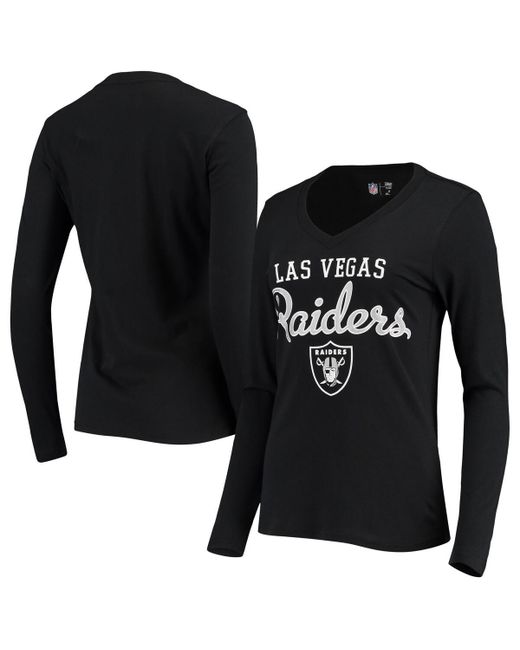 G-iii 4her By Carl Banks Las Vegas Raiders Post Season Long Sleeve V-Neck T-shirt