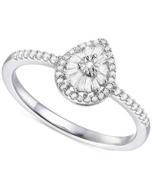 Promised Love Diamond Baguette Round Teardrop Cluster Ring 1/4 ct. t.w.