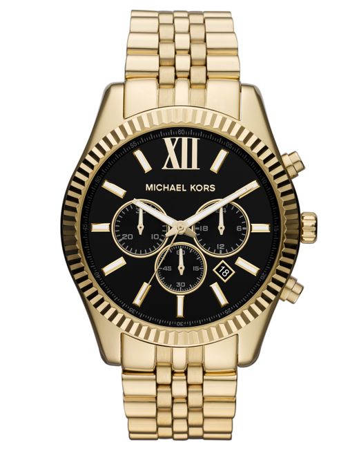 Michael Kors Chronograph Lexington Tone Stainless Steel Bracelet Watch Black