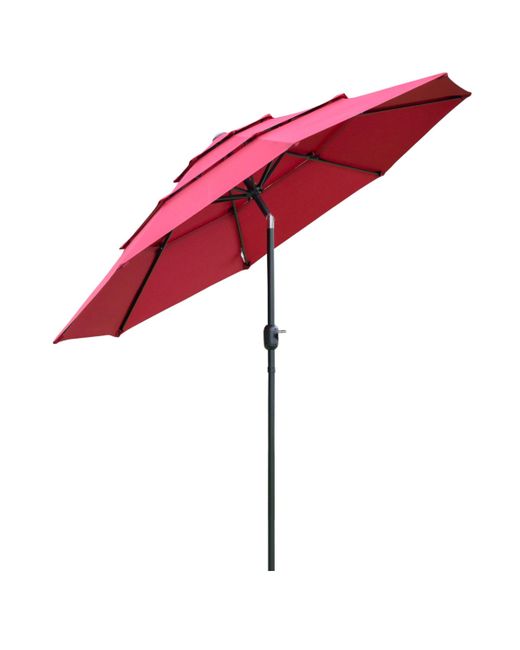 Outsunny 104.25 3-Tier Patio Umbrella Outdoor Market with Crank and Push Button Tilt for Deck Backyard Lawn