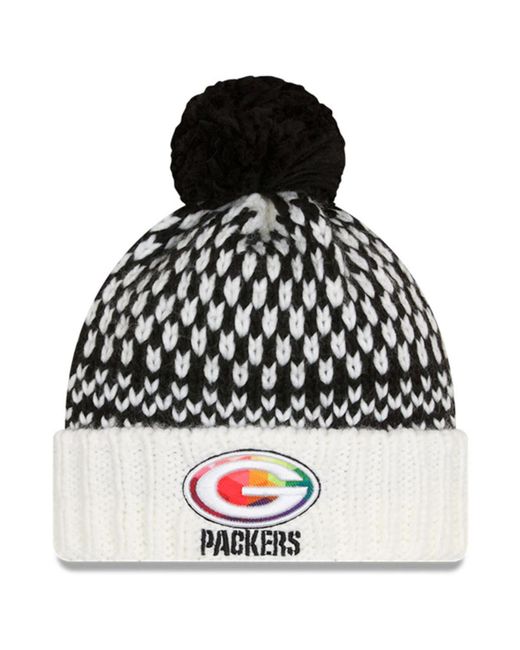 New Era White Green Bay Packers 2023 Nfl Crucial Catch Cuffed Pom Knit Hat