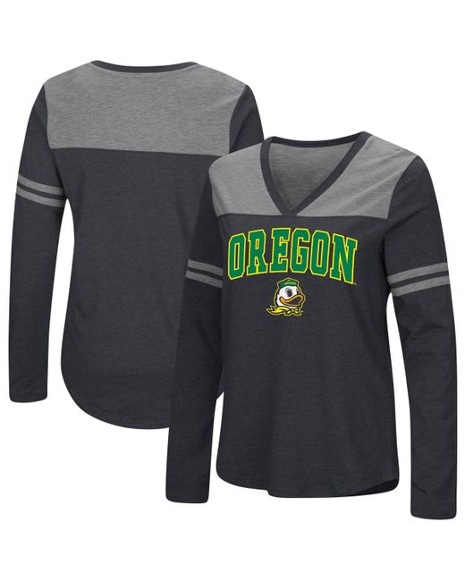Colosseum Oregon Ducks Core Heritage Arch Logo V-Neck Long Sleeve T-shirt
