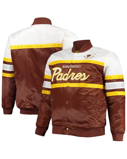 Mitchell & Ness Gold San Diego Padres Big and Tall Coaches Satin Full-Snap Jacket