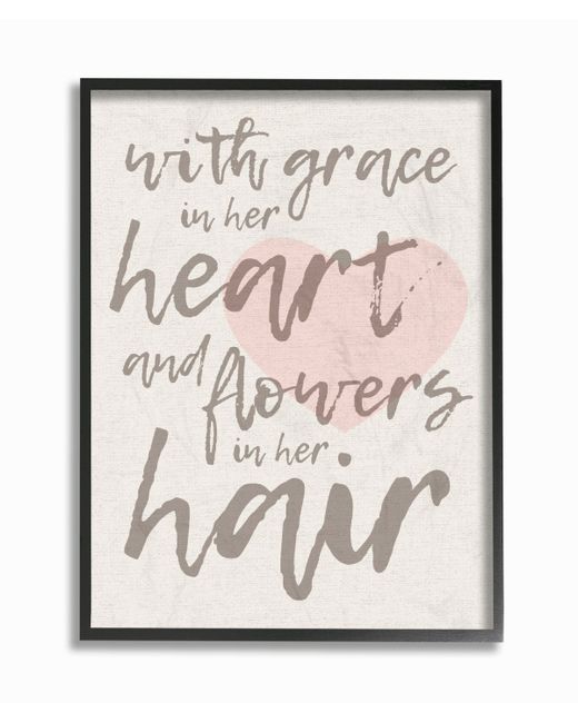 Stupell Industries Grace Her Heart and Flowers Hair Framed Giclee Art 11 x 14