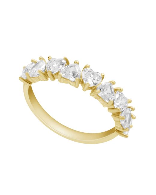 And Now This Gold Plated Clear Cubic Zirconia Heart Row Band Ring