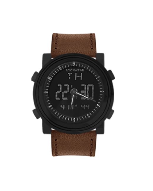 RocaWear Brown Leather Strap Watch 47mm