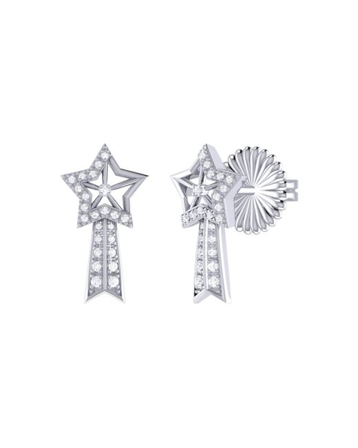 LuvMyJewelry Shooting Star Design Sterling Silver Diamond Comet Earring