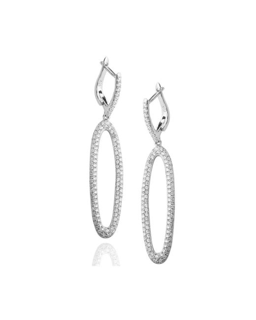 Suzy Levian New York Suzy Levian Sterling Silver Cubic Zirconia Pave Open Oval Drop Earrings