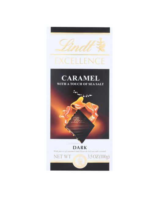 Lindt Excellence Caramel With A Touch Of Sea Salt Dark Chocolate Case of 12 3.5 Oz