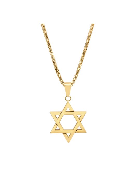 SteelTime 18k Plated Stainless Steel Star of David 24 Pendant Necklace
