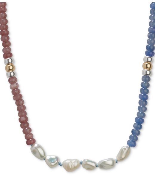 Lucky Brand Two-Tone Mixed Bead Single Strand Necklace 16 3 extender