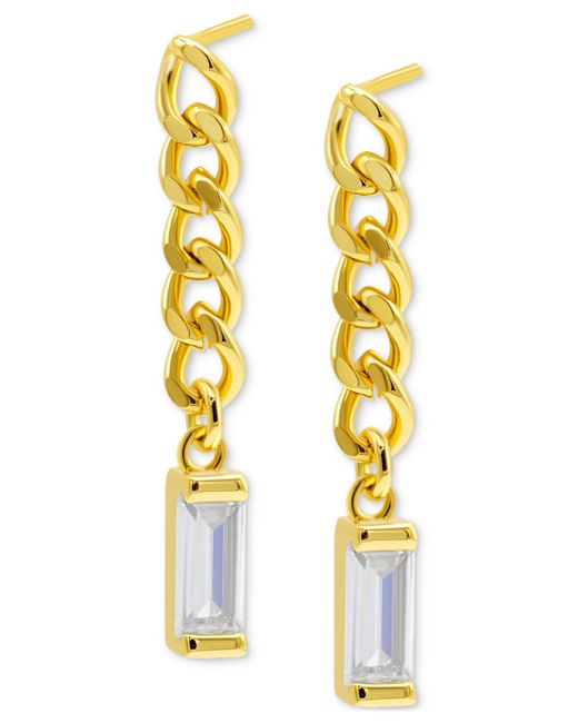Adornia 14k Plated Chain Rectangle Crystal Linear Drop Earrings