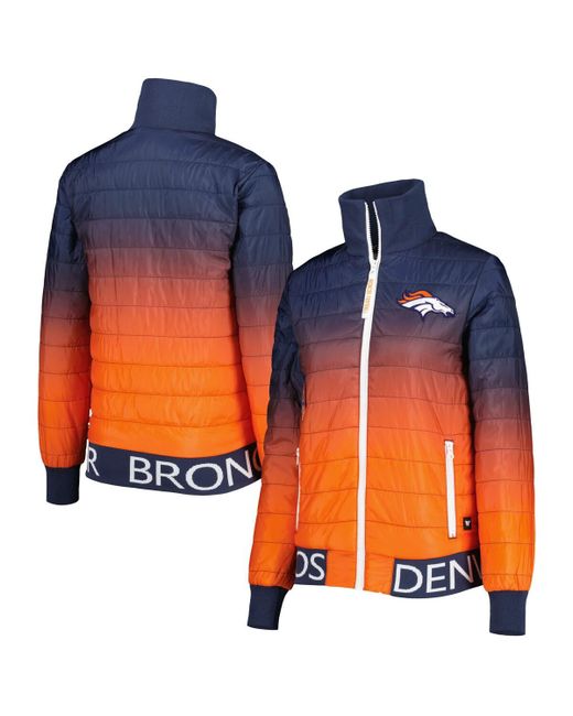 The Wild Collective Orange Denver Broncos Block Full-Zip Puffer Jacket