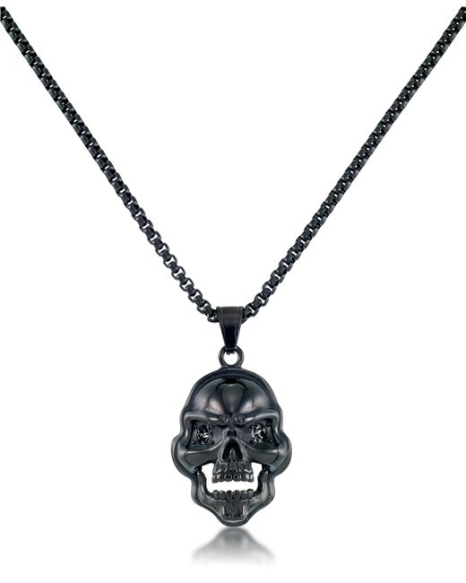 Andrew Charles By Andy Hilfiger Cubic Zirconia Signature Skull Pendant Necklace Ion-Plated Stainless Steel Also available Gold-