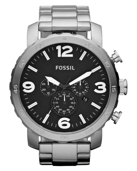 Fossil Chronograph Nate Stainless Steel Bracelet Watch 50mm